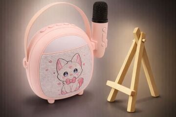 Çocuklara Hediye Retro Tasarımlı Bluetooth Karaoke Pembe