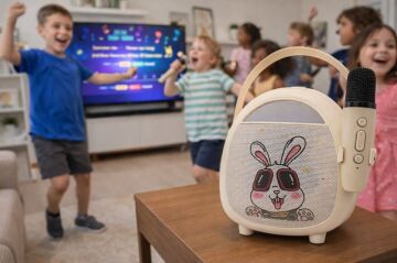 Çocuklara Hediye Retro Tasarımlı Bluetooth Karaoke Beyaz