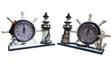 Dekoratif Deniz Fenerli Marin Dümen Masa Saati