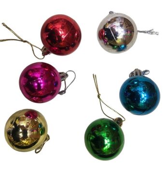 Yılbaşı Çam Ağacı Süsü Renkli Metalik Top (6 Adet)