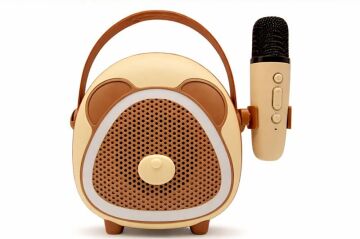 Çocuklara Hediye Retro Tasarımlı Bluetooth Karaoke Kahverengi