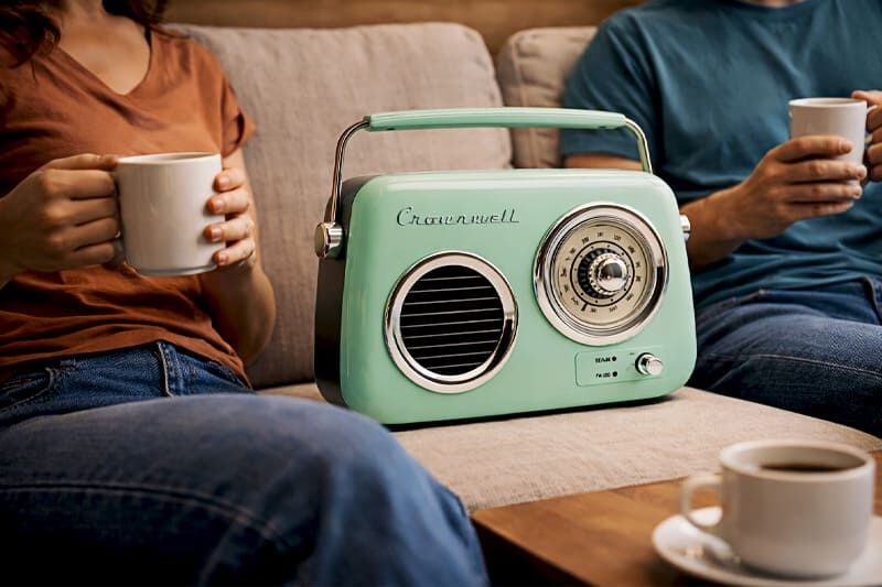 Nostaljik Retro Tasarım Bluetooth FM Radyo Mint Yeşil