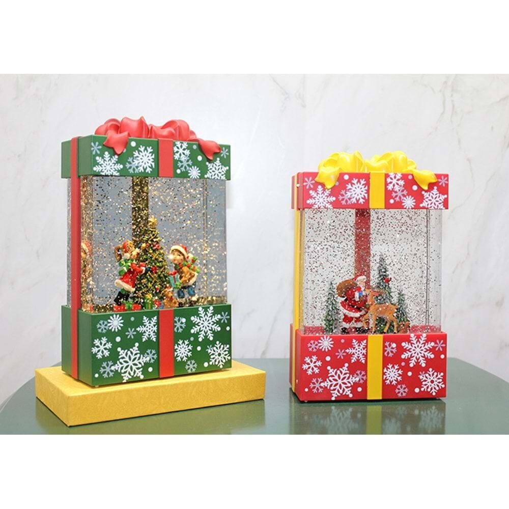 Nostaljik Işıklı Müzikli Yılbaşı Hediye Paketi Temalı Kar Küresi Biblosu