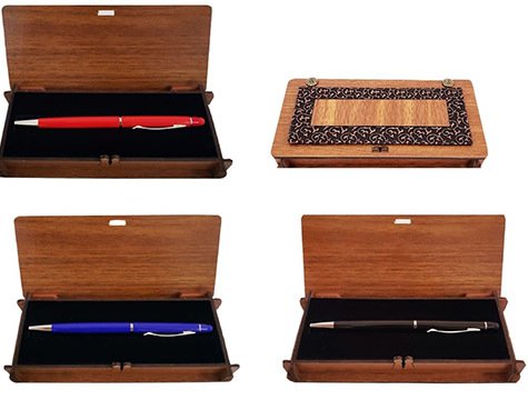 Ahşap Deri Kutulu Dokunmatik Hediye Kalem
