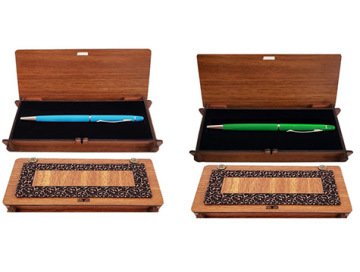 Ahşap Deri Kutulu Dokunmatik Hediye Kalem