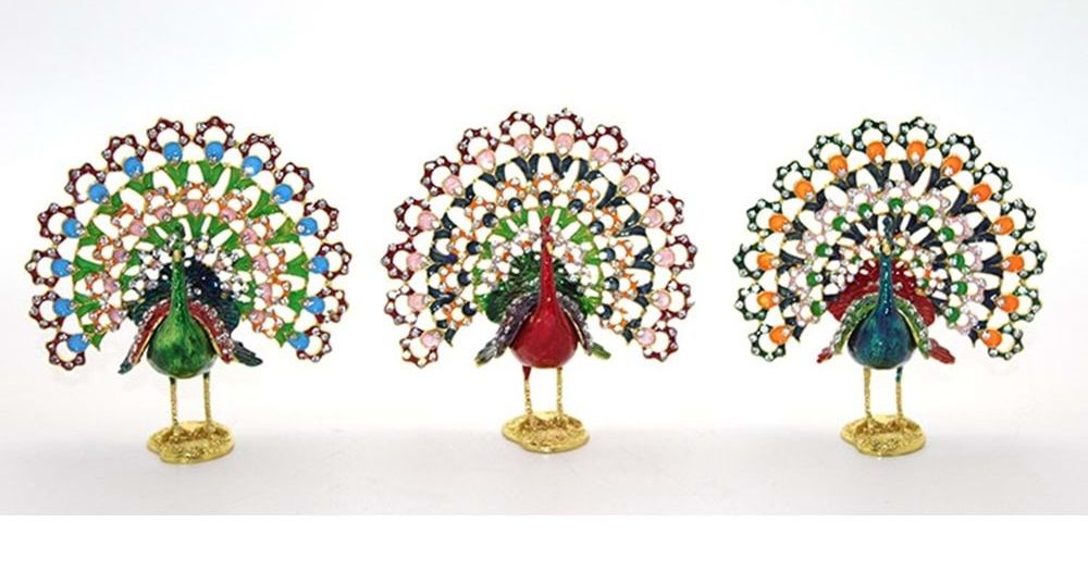 Swarovski Taşlı Tekli Tavuskuşu (13 cm x 13 cm)
