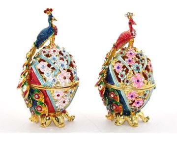 Swarovski Taşlı Yumurta Tavuskuşu Biblosu (12 cm x 6 cm)
