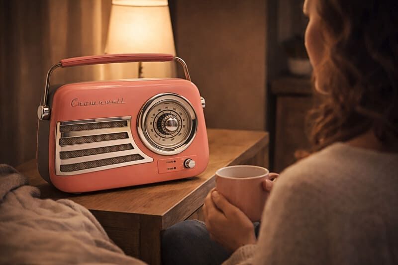 Nostaljik Retro Tasarım Bluetooth FM Radyo Pembe