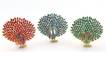 Swarovski Taşlı Tekli Tavuskuşu Biblosu (14 cm x 16 cm)