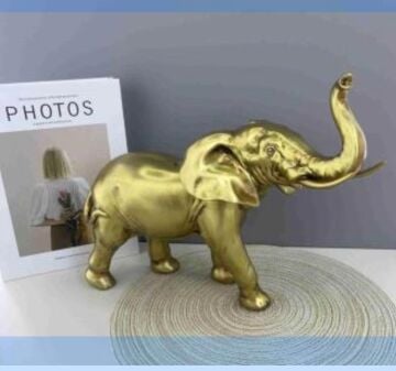 Altın Sarısı Polyester Fil Biblosu - Şans ve Bereket Figürü (27 x 32 cm)