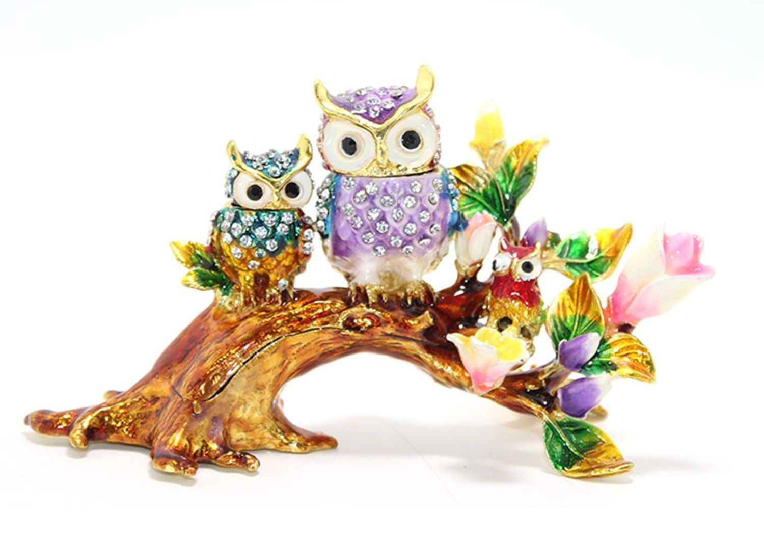 Swarovski Taşlı 3'lü Baykuş Biblosu (9 cm x 15 cm)