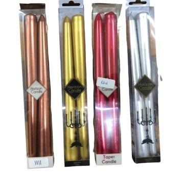 Dekoratif Şamdan Konik Varaklı Renkli Mum 2'li