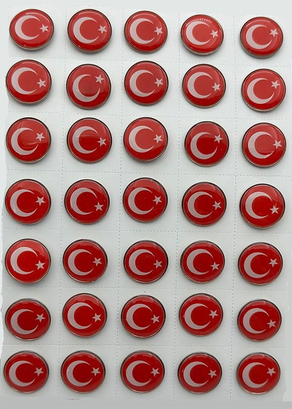 Yuvarlak Türk Bayrak Rozeti 35'li