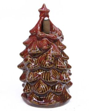 Seramik Geri Akış Kahverengi Tasarım Çam Ağacı Buhurdanlık