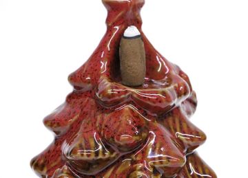 Seramik Geri Akış Kahverengi Tasarım Çam Ağacı Buhurdanlık