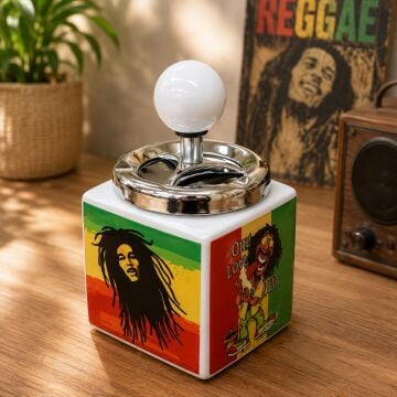 Renkli Müzik Temalı Kare Basmalı Kapaklı Kül Tablası