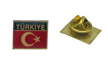 Türk Bayrağı Kare Rozet 30'lu
