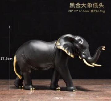 Siyah ve Altın Detaylı Modern Fil Biblosu (17.5 cm x 28 cm)