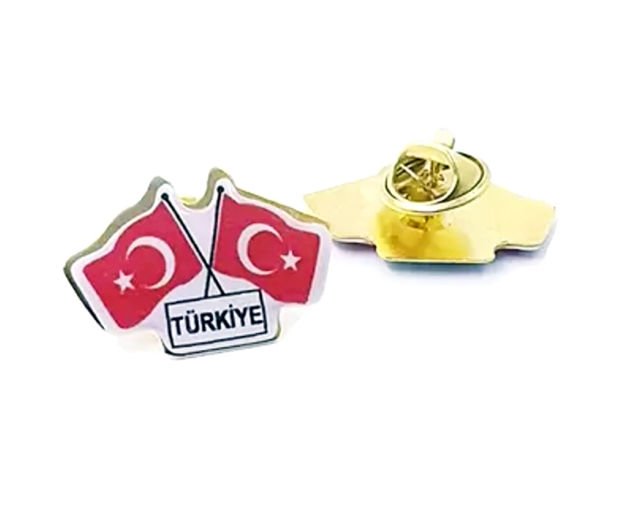 İkili Türk Bayrağı Rozet 30'lu