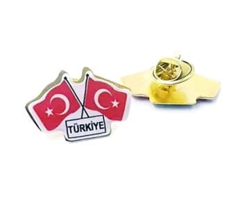 İkili Türk Bayrağı Rozet 30'lu