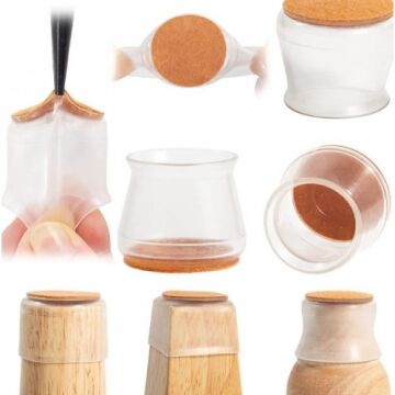 Sandalye Keçeli Şeffaf Ayak Koruyucu Set 4'lü