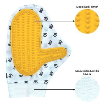 Kedi Köpek Yıkama Tüy Düğüm Çözücü Masaj Eldiveni El Fırçası