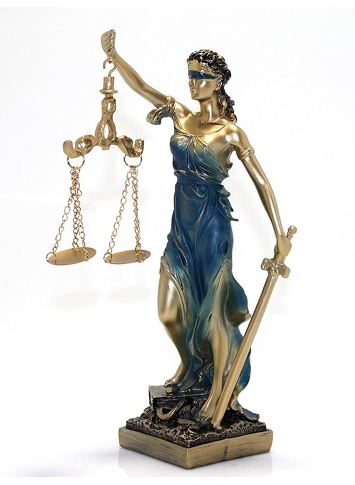 Polyester Terazili Gold Mavi Adalet Heykeli Biblosu(28cm)
