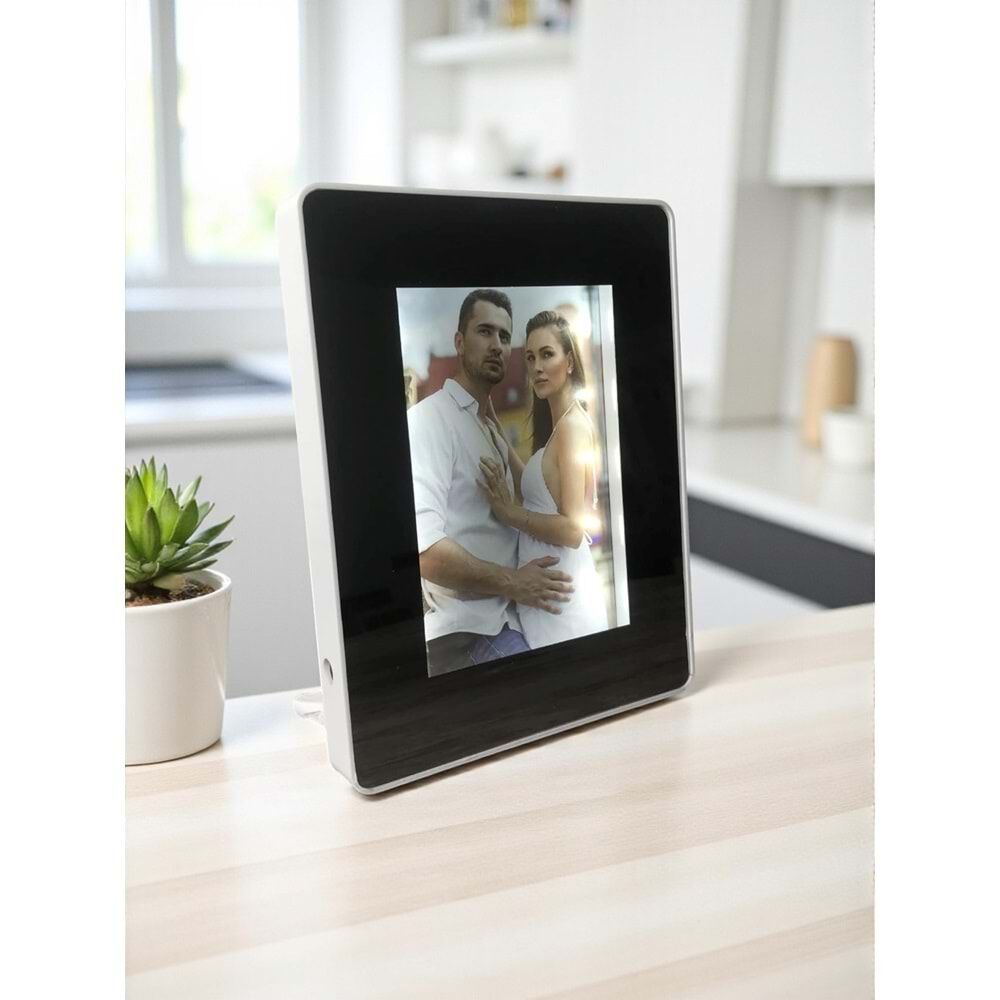 Dikdörtgen Kadınlar Günü Özel Ledli Sihirli Ayna Fotoğraf Çerçevesi