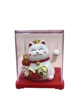Mini Solar Şans Kedisi Maneki Neko Sallanan El Dekoratif Biblo