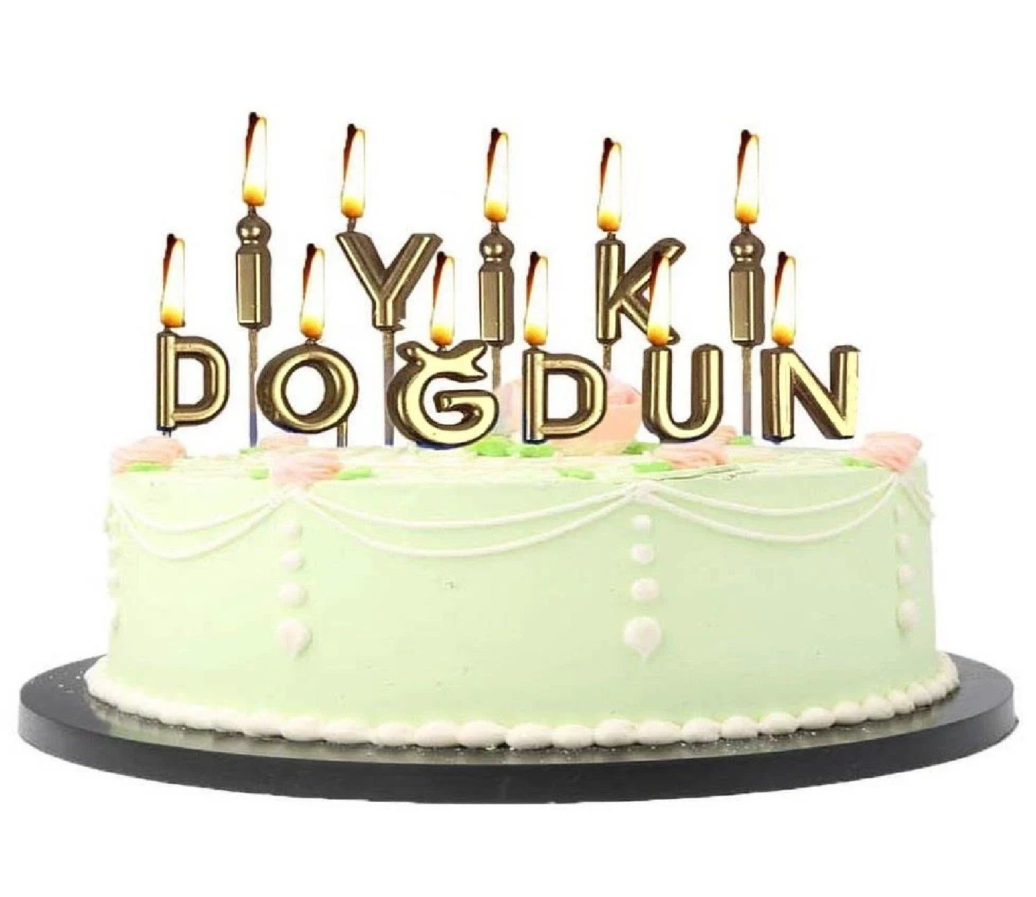 Gold İyiki Doğdun Doğum Günü Pasta Mumu