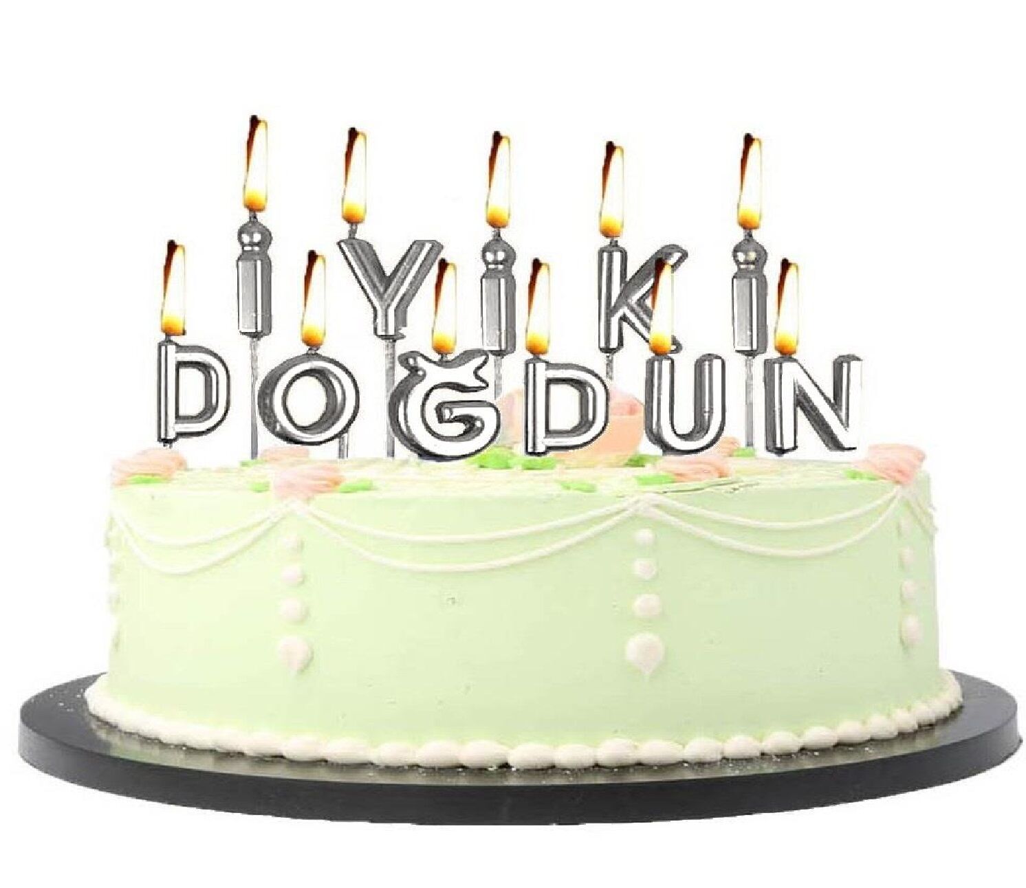 Gümüş İyiki Doğdun Doğum Günü Pasta Mumu