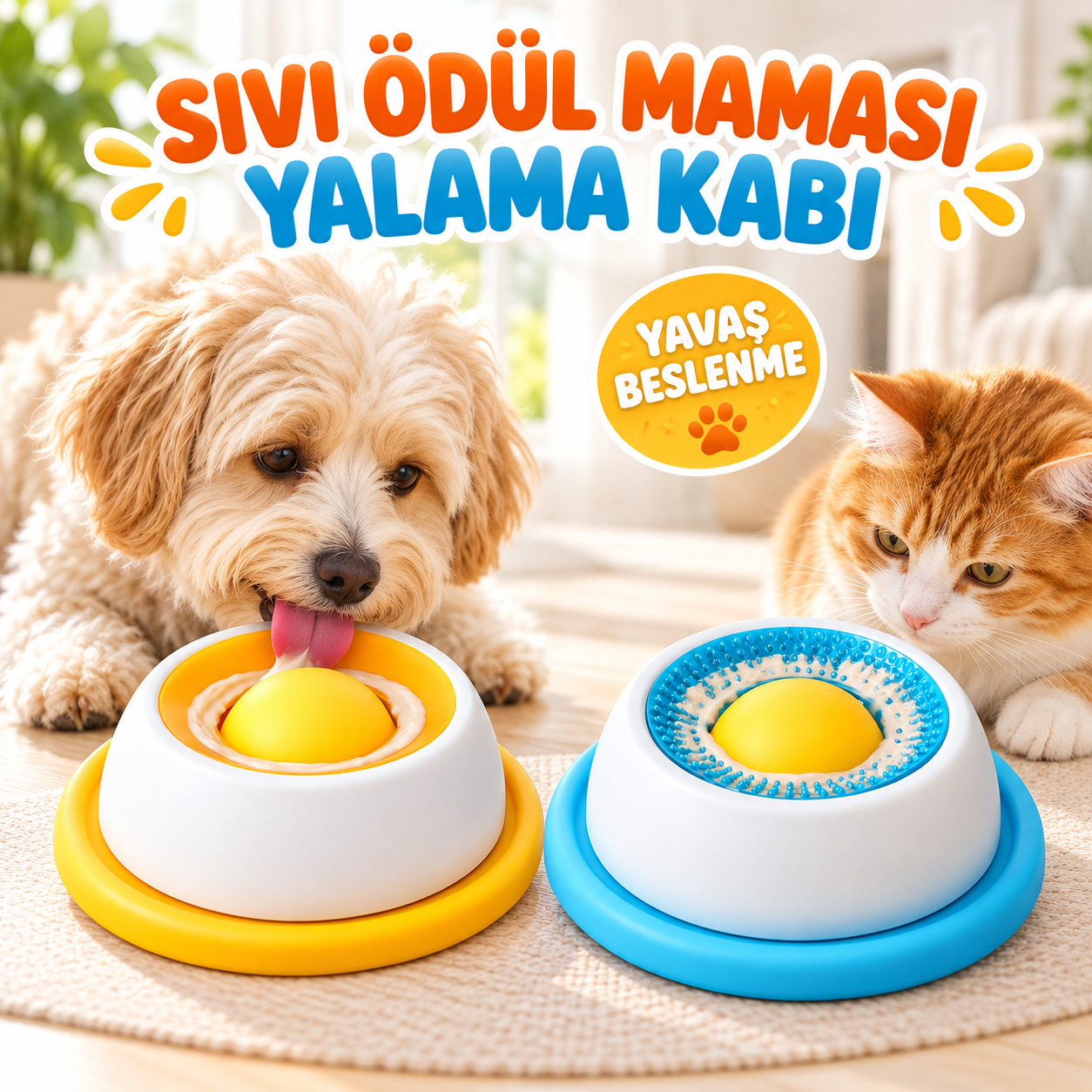 Evcil Hayvan Yavaş Sindirim İçin Sıvı Ödül Mama Yalama Kabı (12 Adet)