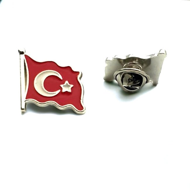 Krom Dalgalı Mineli Bayrak Rozeti 30'lu