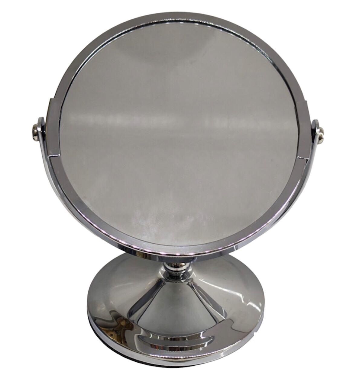 Masa Üstü Yuvarlak Metal Makyaj Aynası Çap 12.5cm (17 cm)