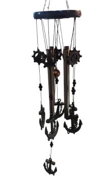 Metal Dümen Ve Çapa Tasarımlı Dekoratif Rüzgar Çanı(55cm)