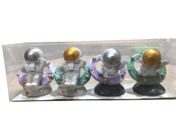 Polyester Mini Astronot Tasarımlı Biblo 4'lü