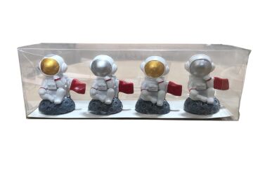 Polyester Mini Astronot Tasarımlı Biblo 4'lü