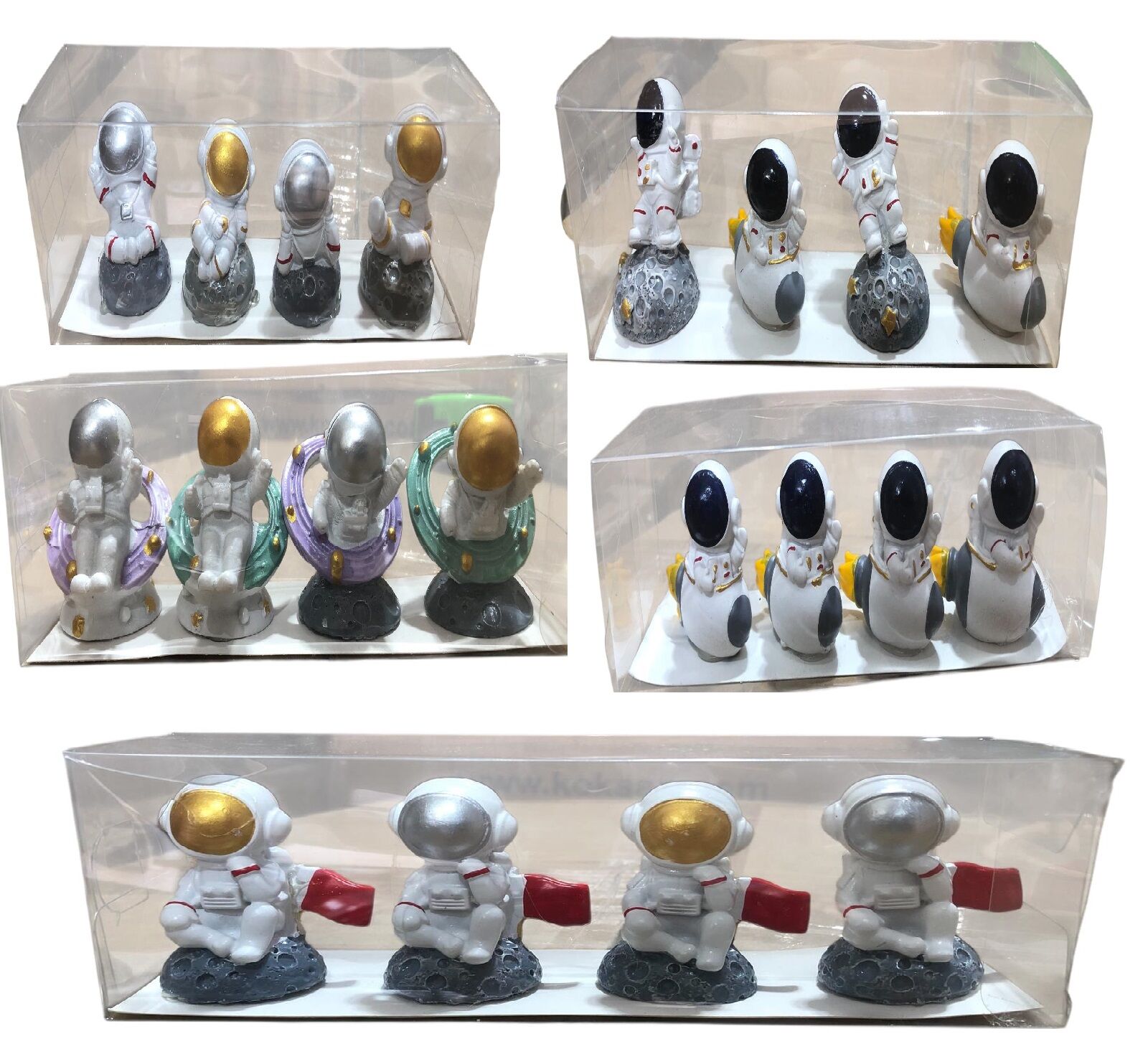 Polyester Mini Astronot Tasarımlı Biblo 4'lü