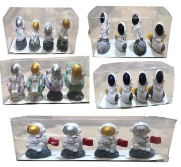Polyester Mini Astronot Tasarımlı Biblo 4'lü
