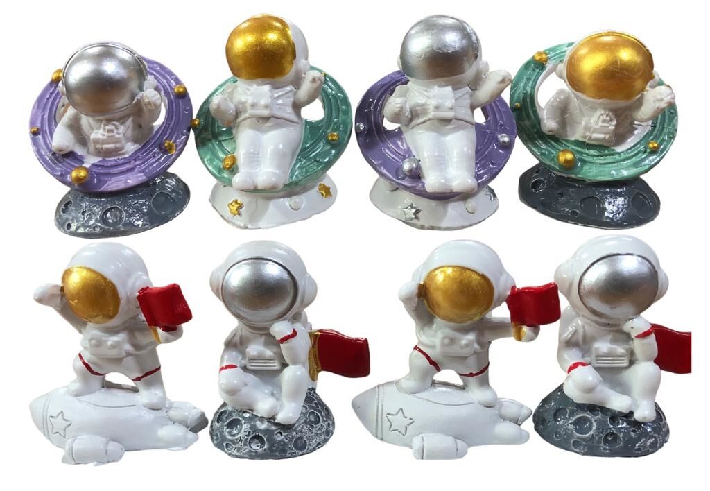 Polyester Mini Astronot Tasarımlı Biblo 4'lü