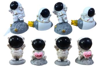 Polyester Mini Astronot Tasarımlı Biblo 4'lü
