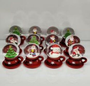 Mini Fincan Yılbaşı Noel Baba & Kardan Adam Cam Kar Küresi