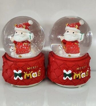 Yılbaşı Noel Baba Ve Mini Kardan Adam Işıklı Müzikli Cam Kar Küresi