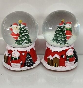 Işıklı Kış Evi Noel Baba & Kardan Adam Temalı Müzikli Cam Kar Küresi