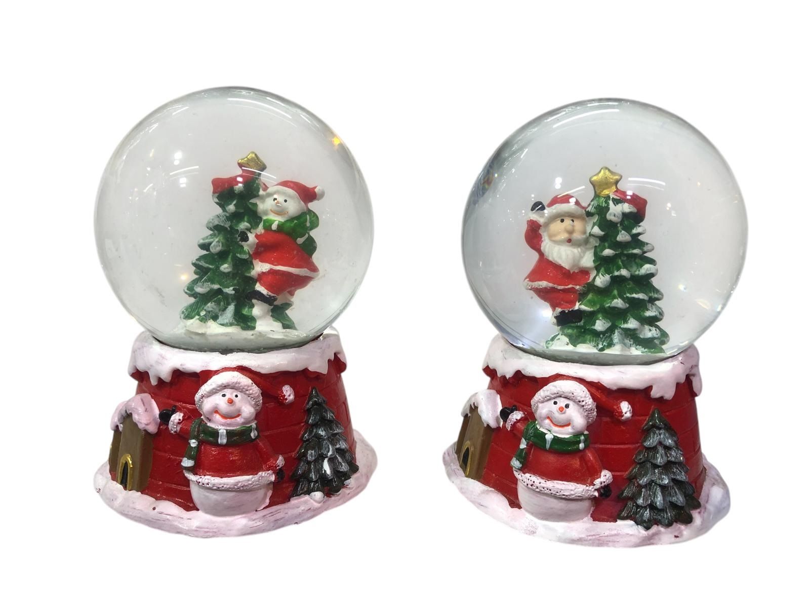 Işıklı Kış Evi Noel Baba & Kardan Adam Temalı Müzikli Cam Kar Küresi
