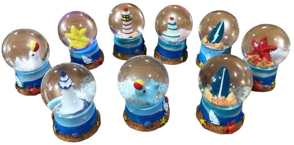 Mini Işıklı Marin Deniz Temalı Cam Kar Küresi