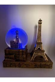 Polyester Işıklı Eyfel Kulesi Ve Cam Küre Dekoratif Biblo