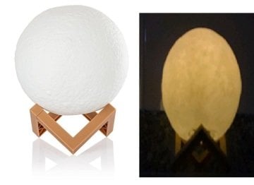 Dekoratif 3D Ay Standlı Gece Lambası Masa Lambası (Sarı)