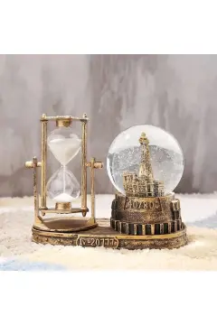 Polyester Işıklı Eyfel Kulesi Cam Küre Ve Kum Saati Biblo