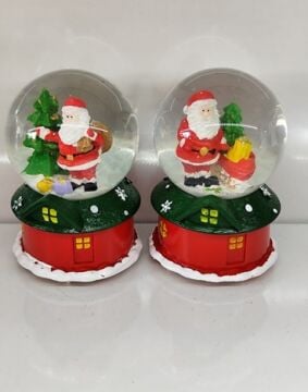 Dekoratif Ev Tasarım Noel Baba Tasarımlı Işıklı Müzikli Cam Kar Küresi